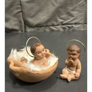 Handmade Baby Jesus Manager Small Nativity Ceramic Figurines Made In Barcelona